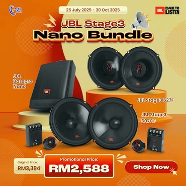 JBL Stage3 Nano Bundle – Car Audio Upgrade Set (BassPro Nano + Stage3 627F + 607CF)